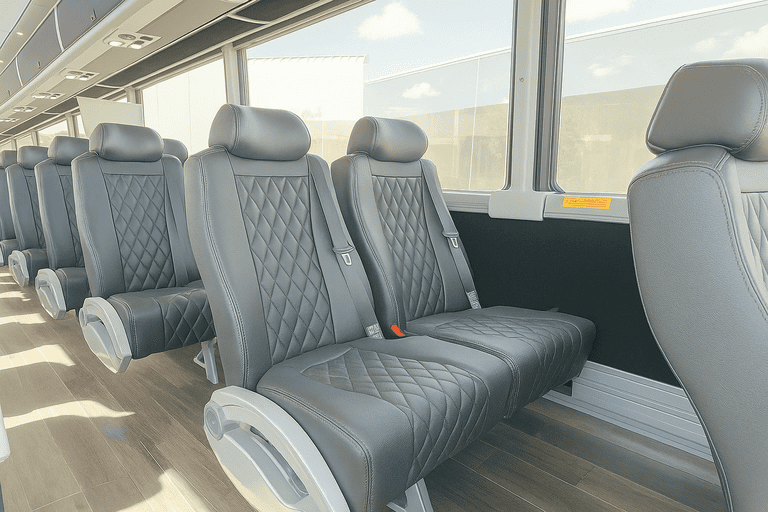 interior of Warren Coach Bus Service charter bus