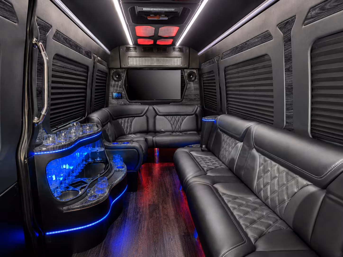 warren 30 passenger party bus inside